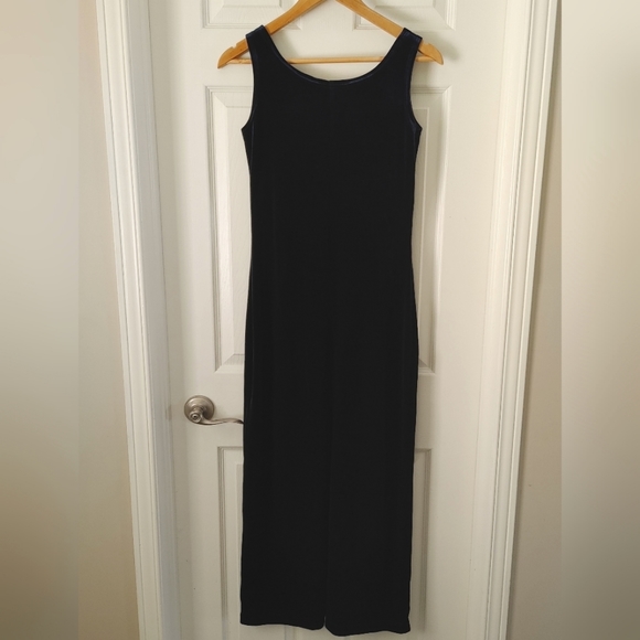 Vintage 🔄 Jessica || Crushed Velvet Sleeveless Maxi Dress, 8P, Navy Blue - Picture 3 of 3
